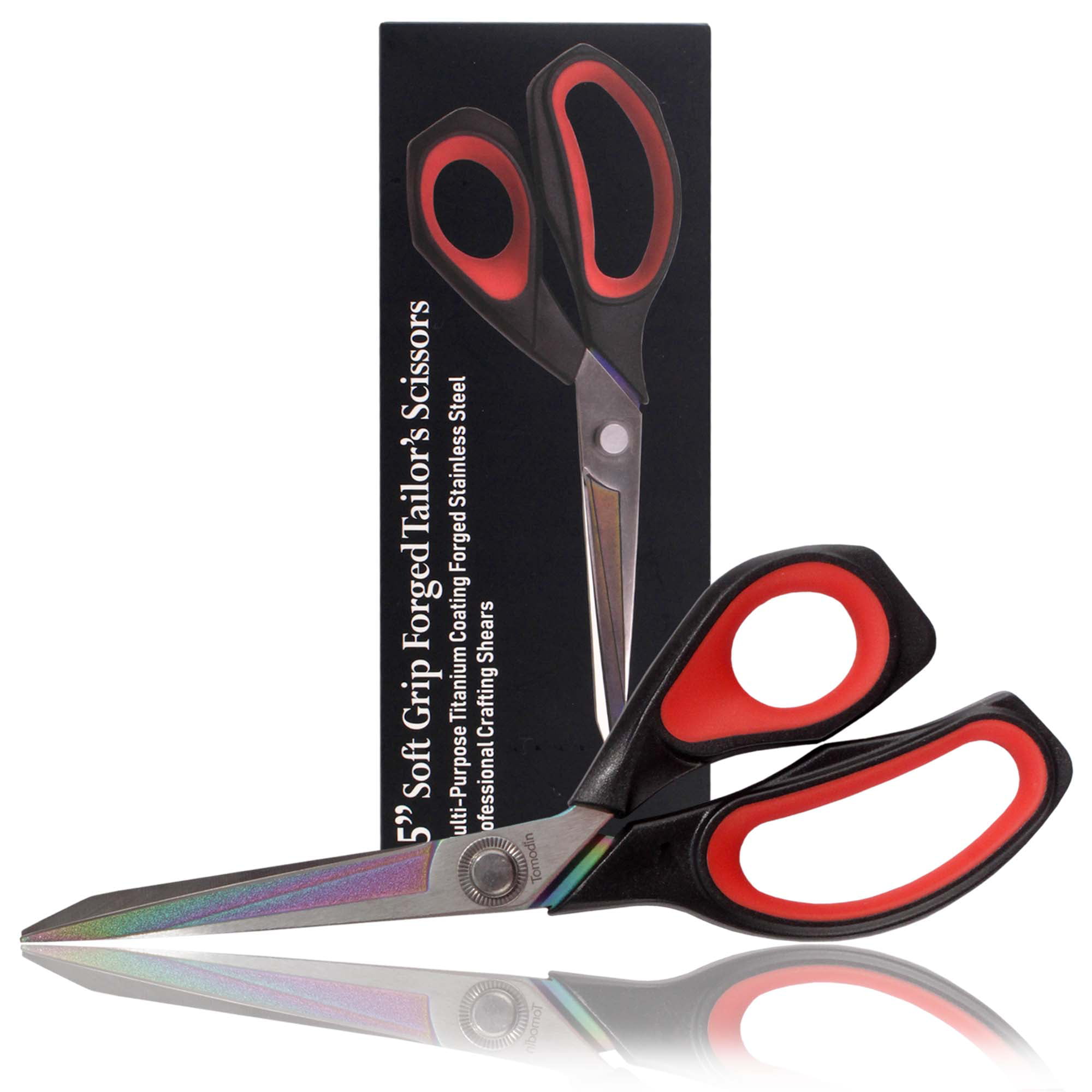 LIVINGO Premium Tailor Scissors Heavy Duty Multi-Purpose Titanium Coating  Forged Stainless Steel Sewing Fabric Leather Dressmaking Comfort Grip Shears  Professional Crafting (9.5 INCH) Black/Red 9.5