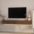 thumbnail image 6 of Floating TV Stand for TVs Up To 75'', High Gloss Top Modern Wall Mounted TV Stand with with Led Lights, Power Outlet, 4 Cabinets, Floating TV Cabinet Entertainment Center for Living Room, 6 of 7