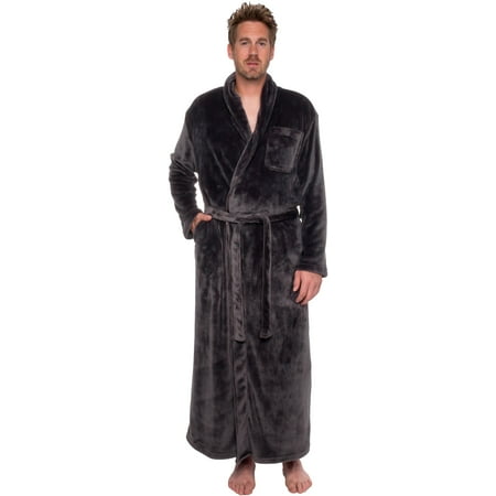 Big And Tall Plaid Robe - Ross Michaels Mens Full Floor Length Big and Tall Long Plush Bath Robe