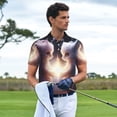 thumbnail image 3 of Rateoe Fox Couple Pattern Men's Short Sleeve Polo Shirts, Golf Polo Shirts Short Sleeve Performance Moisture Wicking Dry-Small, 3 of 6