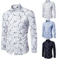 thumbnail image 5 of Mens Long Sleeve Floral Print Fit Shirt Casual Party Formal Tops Blouse Shirt, 5 of 8