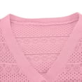 thumbnail image 3 of Womens Cardigans Lightweight Summer Crochet Button Down Shirt 3/4 Long Sleeve Hollow Out Coat Solid Color Casual Top (Pink M), 3 of 4