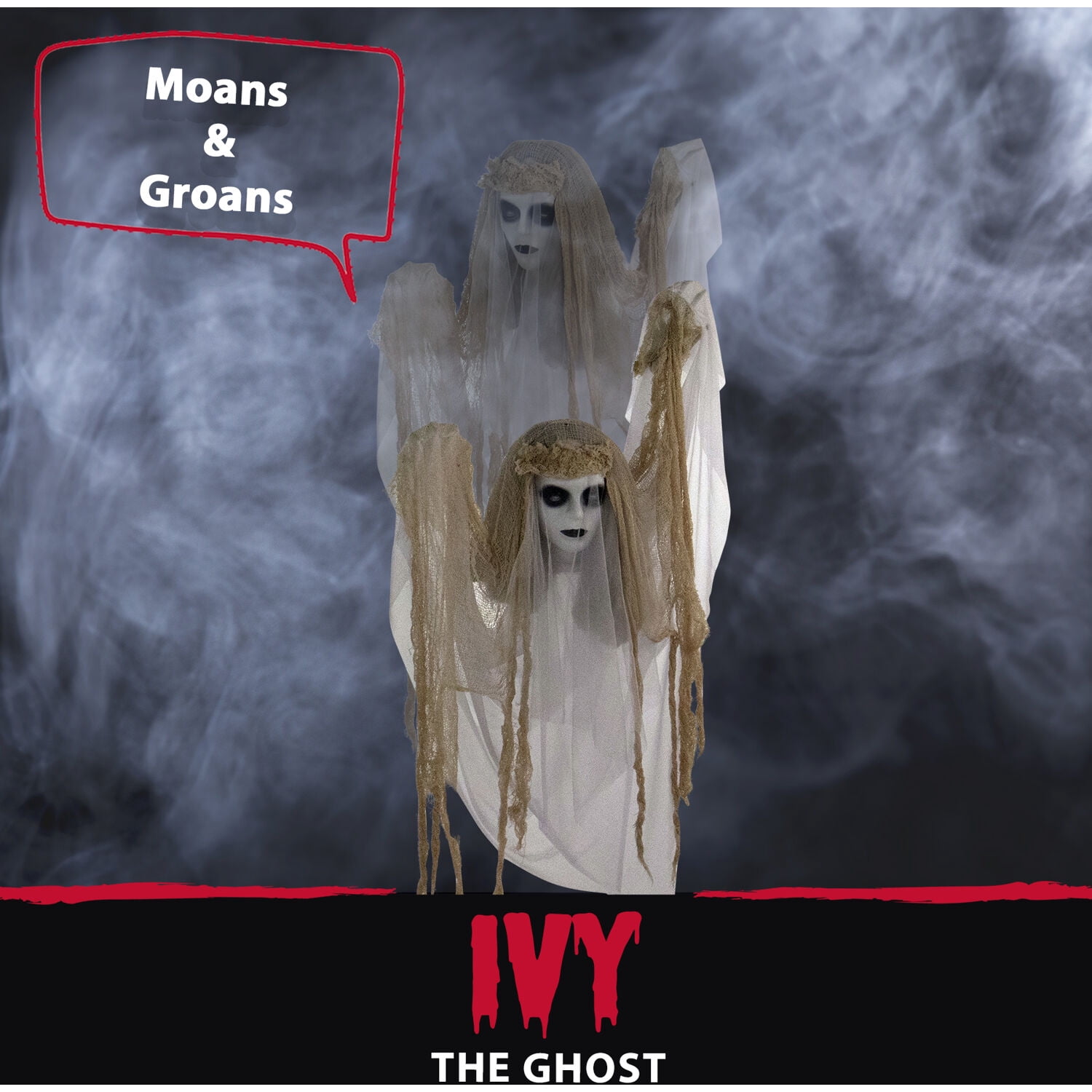 Haunted Hill Farm 47 in Animatronic Ghost Bride Indoor/Covered Outdoor Halloween Decoration, HHGHST-2HLA
