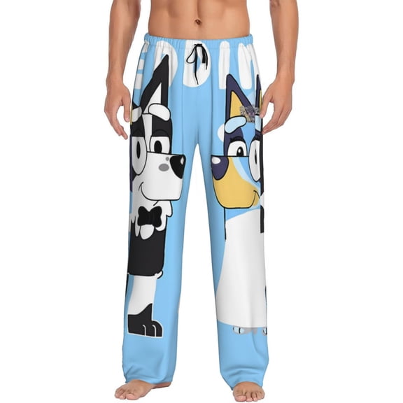 Netaao Bluey for Pajama Pants Men Elastic Waistband Sleep Pajama Pant Pj Pants for Men-Small