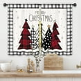 thumbnail image 2 of Christmas Tree Winter Kitchen Curtains 27.5W x 39L Inch Xmas Pine Farmhouse Rustic Plaid Black White Red Holiday Rod Pocket Short Small Window Treatment Drapes Decor 2 Panels, 2 of 7