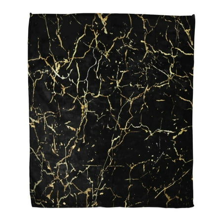 Gold Sequin Throw Blanket SIDONKU 58x80 inch Super Soft Throw Blanket Marble Gold Marbling Design for Book Catalog Black Splatter Abstract Brush Crack Home Decorative Flannel Velvet Plush Blanket ()