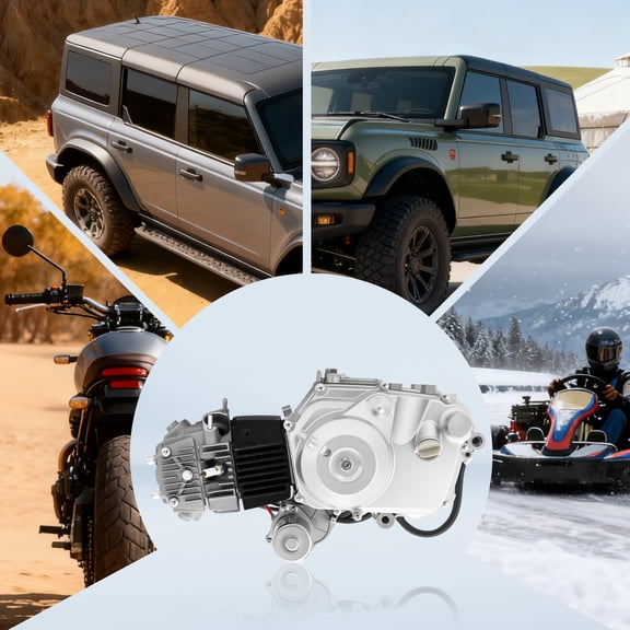 125cc 4-Stroke Engine with Electric Start – Air-Cooled Single Cylinder Motor with Reverse Gear & PZ19 Carburetor – CDI Ignition for ATV, Dirt Bike, Go Kart, Pit Bike, Quad