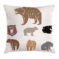 thumbnail image 1 of Bear Throw Pillow Cushion Cover, Set of Different Bears with Grunge Design Growling Portraits Silhouettes Retro Style, Decorative Square Accent Pillow Case, 24 X 24 Inches, Multicolor, by Ambesonne, 1 of 2