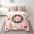 thumbnail image 3 of Homewish Merry Christmas 7pcs Bedding Comforter Set,Kawaii Santa Claus Queen Bedding Sets,Red Berry Xmas Flower Queen Sheet Sets For Girl Kids,Breathable Home Decor Reversible, 3 of 9