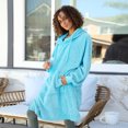 thumbnail image 7 of Women’s Plush Hoodie Sweatshirt Dress, Casual Pullover Sweater with Kangaroo Pocket, One Size, 7 of 7