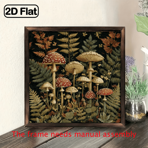 1pc Rustic Wooden Art Rustic 1pc Mushroom Wooden Wall Art with Vintage Frame 8x8 Inch Farmhouse Decor for Entryway, Bedroom, Kitchen Stylish Housewarming Gift Modern Home Accent, Decorative