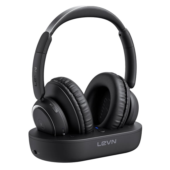 Auriculares inalámbricos LEVN para ver televisión con base transmisora