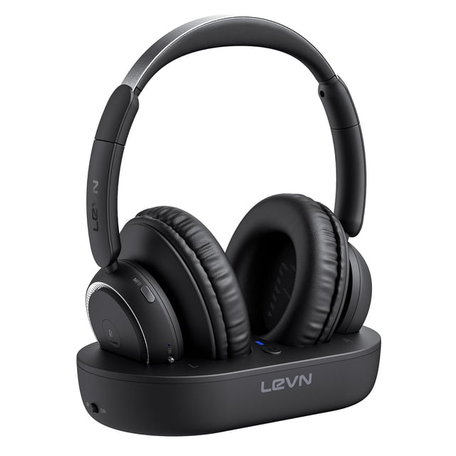 Auriculares inalámbricos LEVN para ver televisión con base transmisora