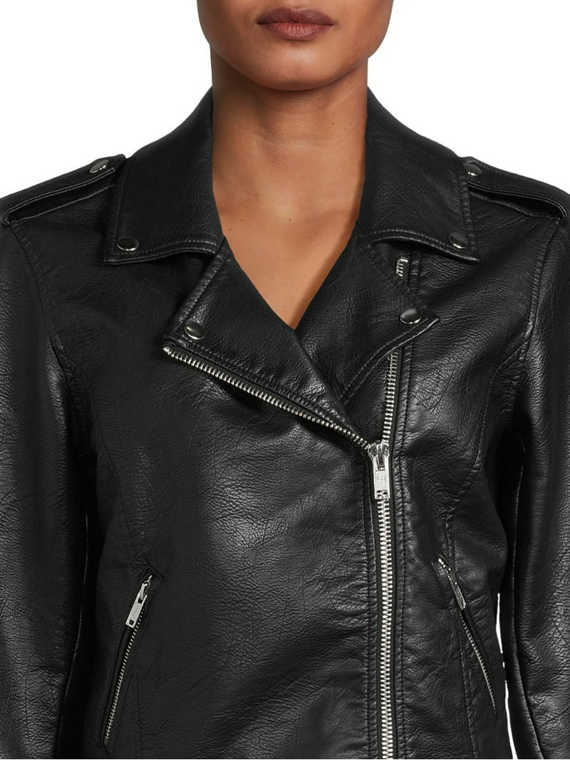 No Boundaries Juniors Faux Leather Moto Jacket - Walmart.com