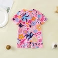 thumbnail image 6 of CAIVO Toddler Girls One-Piece Swimsuit Rash Guard Front Zip Tropical Print Short Sleeve Round Neck Swimwear Baby Kids Beach Bathing Suit, 6 of 7