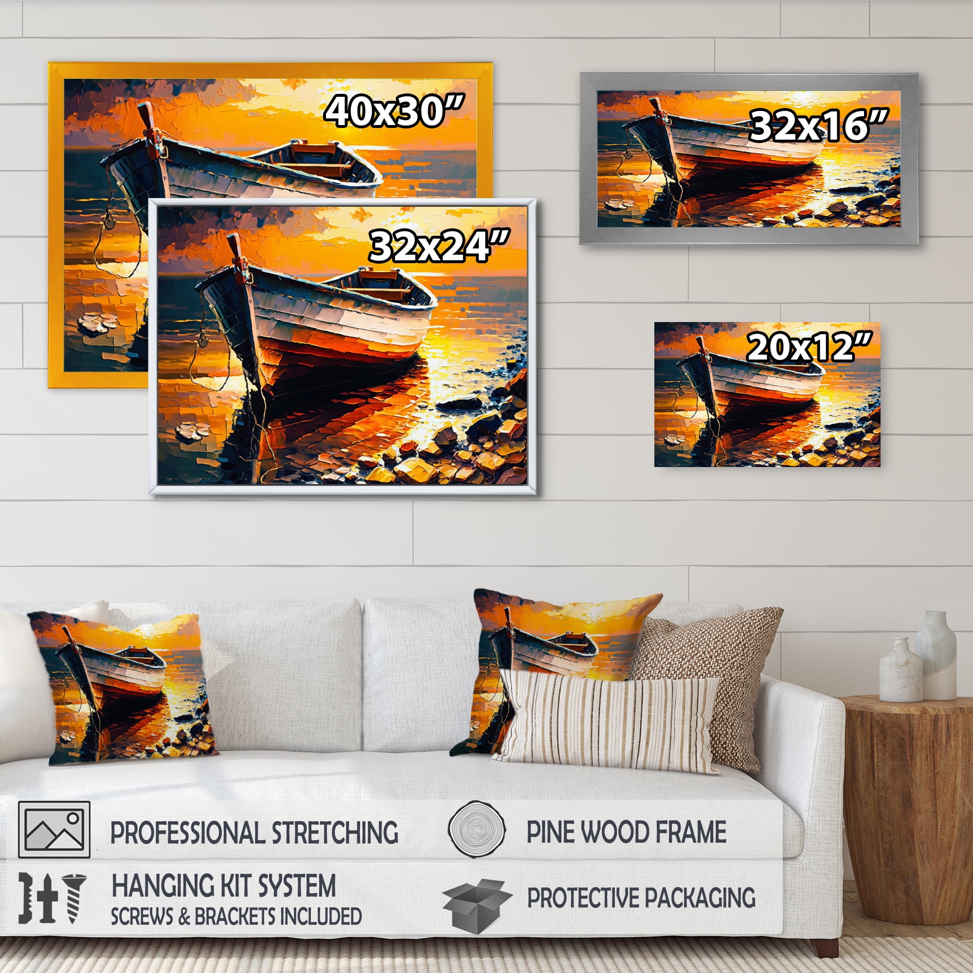 Designart Boat On Shore II Canvas Wall Art