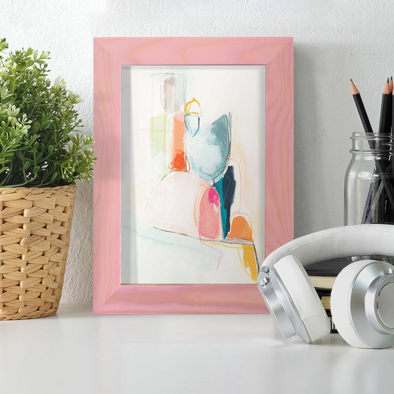 Factotum I -Framed Print w/glass-Sunset Pink