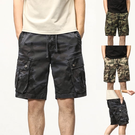 Akafmk Summer Cargo Shorts for Men Casual Work Shorts Relaxed Loose Fitting Outdoor Hiking Fishing Shorts with Multi Pockets, Sizes S-4XL