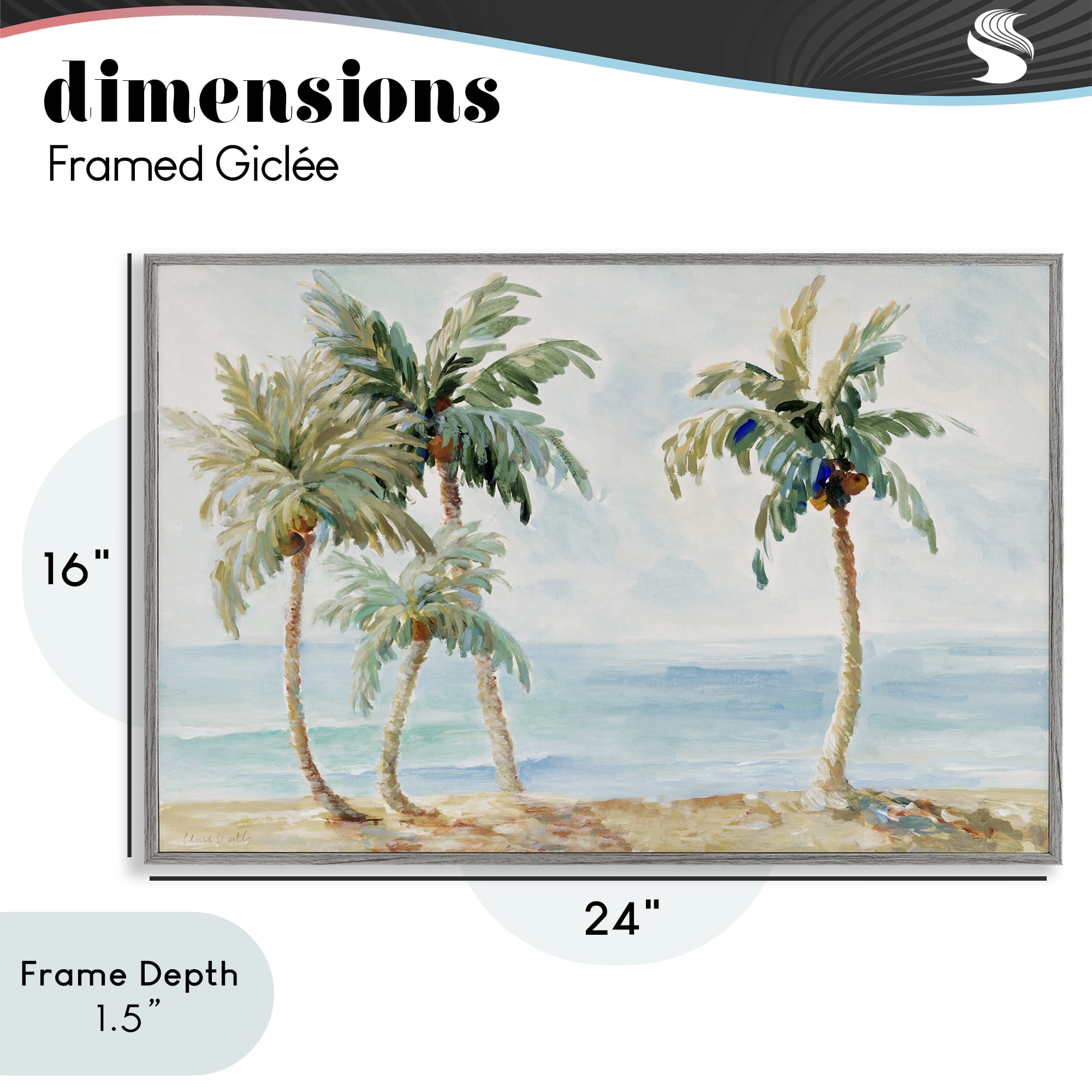 Stupell Industries Palm Trees in Paradise Gray Framed Giclee Art, design by Lanie Loreth