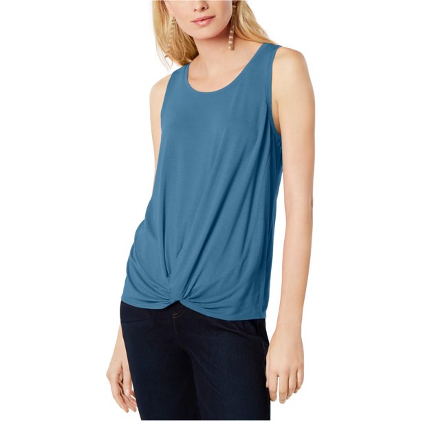 INC Camiseta sin mangas con parte delantera torcida para mujer, azul, XS