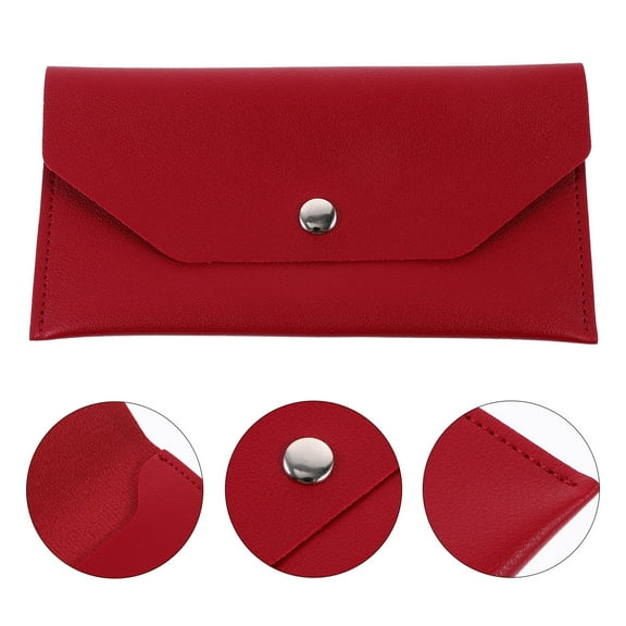 LOLIPPYY Red PU Cash Envelope Wallet Business Card Holder Multifunctional Portable Wallet