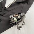 thumbnail image 2 of Bolso De Hombro Crescent Mujer Cadena De Cuero De PU Viaje Femenino Plata, 2 of 6