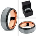 thumbnail image 4 of Tungsten Wedding Band Ring 8mm for Men Women Black & 18K Rose Gold Plated Beveled Edge Brushed Polished Lifetime Guarantee, 4 of 4