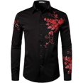 thumbnail image 1 of Featured - Men's Fashion Rose Floral Print Slim Fit Long Sleeve Button Party Formal Shirt, 1 of 2