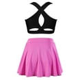 thumbnail image 2 of Jowowha Girls Dance Crop Tops with Flared Skater Skirts Set Gymnastics Ballerina Dancewear 2 Piece Black&Pink 4, 2 of 6