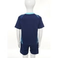 thumbnail image 5 of inlzdz Kids Boys Football Uniform Soccer Jersey V Neck Short Sleeve T Shirt Tops with Drawstring Dark Blue XXS, 5 of 7