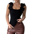 thumbnail image 2 of YTCAMLO 3D Floral Womens Camisole Tops Dressy Ribbed Sleeveless Crew Neck Undershirts Stretchy Breathable Summer Going Out Tops, 2 of 8
