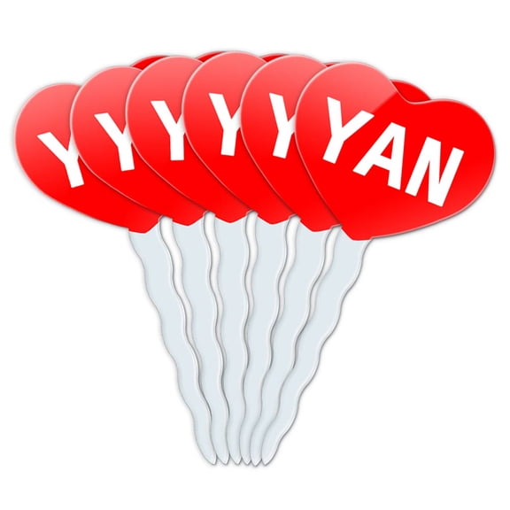 Yan Heart Love Cupcake Picks Toppers - Set of 6