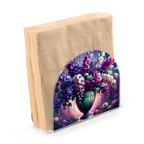 Haosy Napkin Holder for Table Acrylic Kitchen Paper Tissue Dispenser, Colorful Flowers Bouquet