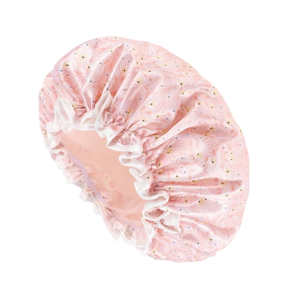 Unique Bargains Women's Small Flower Bath Cap Pink 1 Pc