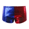 thumbnail image 2 of HDE Women's Red and Blue Metallic Sequin Booty Shorts For Harley Misfit Halloween Costume (Blue and Red, Large), 2 of 4