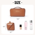 thumbnail image 2 of Lomyolo Large Capacity Makeup Bag for Women, 9.8L Waterproof Travel Cosmetic Organizer Toiletry Bag with Brush Pouch, Open Flat Toiletry Bag, Portable Lightweight Leather Cosmetic Bags -Brown, 2 of 6