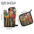 thumbnail image 2 of Yayeee Oven Mitts and Pot Holder Set of 2 Heat Resistant Kitchen Gloves Baking Hot Pad, Red Colorful Flowers with Dots, 2 of 5