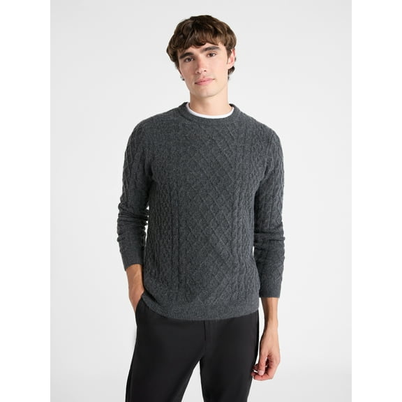 Free Assembly Mixed Cable Knit Pullover Sweater, Sizes XS-3XL