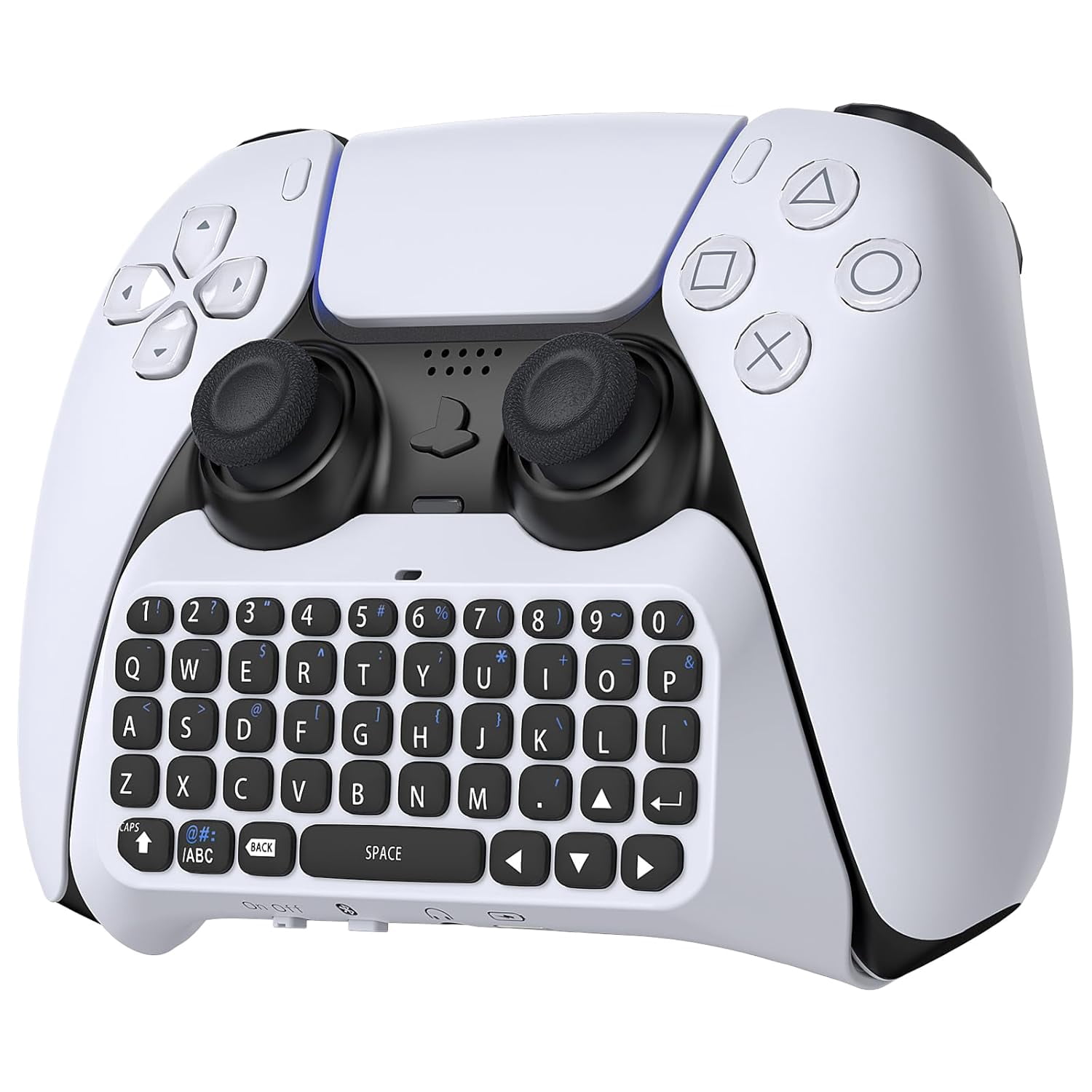 Bluetooth 3.0 Wireless Controller Keyboard for PS5/PS5 Pro,Mini Portable Gamepad Chatpad with Built-in Speaker&3.5MM Audio Jack, Voice Chat Board for Messaging&Gaming Live Chat,White