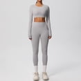 thumbnail image 5 of Afdoent Womens Workout Set Solid Color Breathable Workout Yoga Long Sleeve And Pants For Fitness Running Exercise Activewear Outfit Track Suits, 5 of 5