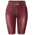 thumbnail image 4 of KHONTS Women's Bermuda Shorts Pull on Knee Length Stretchy Jean Leggings Red XXL, 4 of 4