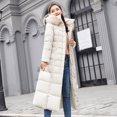 thumbnail image 4 of MaFYtyTPR Women's Winter Down Jacket Fashion Solid Long Collar Padded Coat Slim Thick Coat Warm Downt Coats White XL, 4 of 5