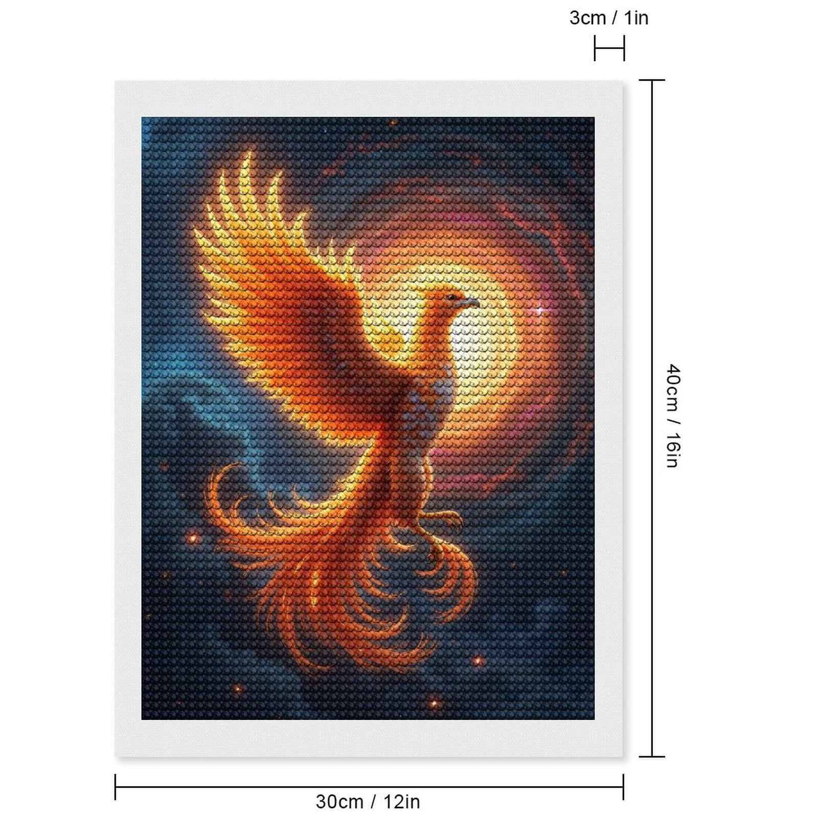 Diamond Art Kits for Adults - Phoenix Rising In Fiery Sky 5d Diamond Painting for Adults, Diamond Art for Adults Beginners, Frameless Diamond Painting Kits for Adults for Home Wall Decor