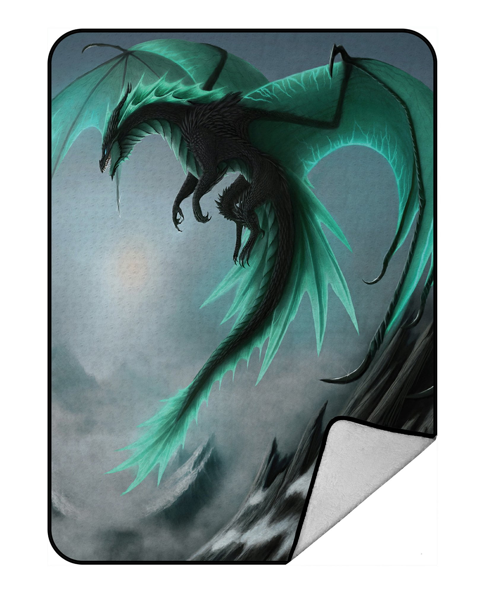 GCKG Flying Dragon Pattern Fleece Blanket Crystal Velvet Front and
