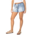 thumbnail image 5 of Celebrity Pink Women's and Women's Plus Tie Waist Soft Denim Pull On Shorts, Sizes XS-XXXL, 5 of 5