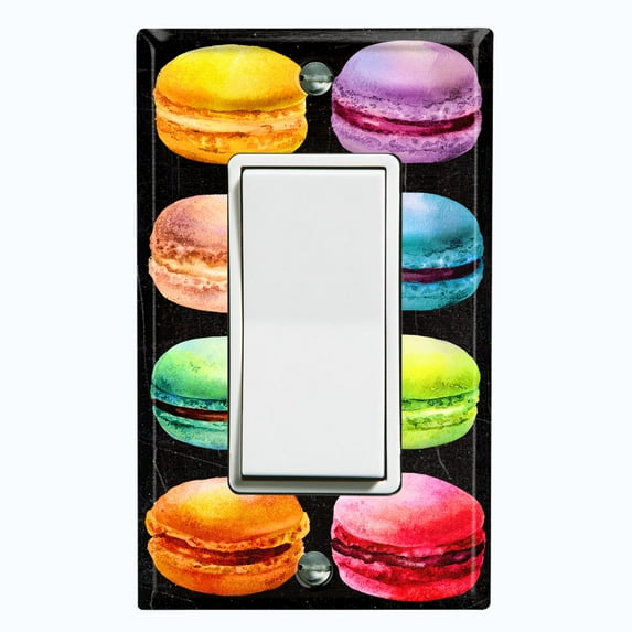 Metal Light Switch Plate Cover Colorful Macarons French Desserts CAK018
