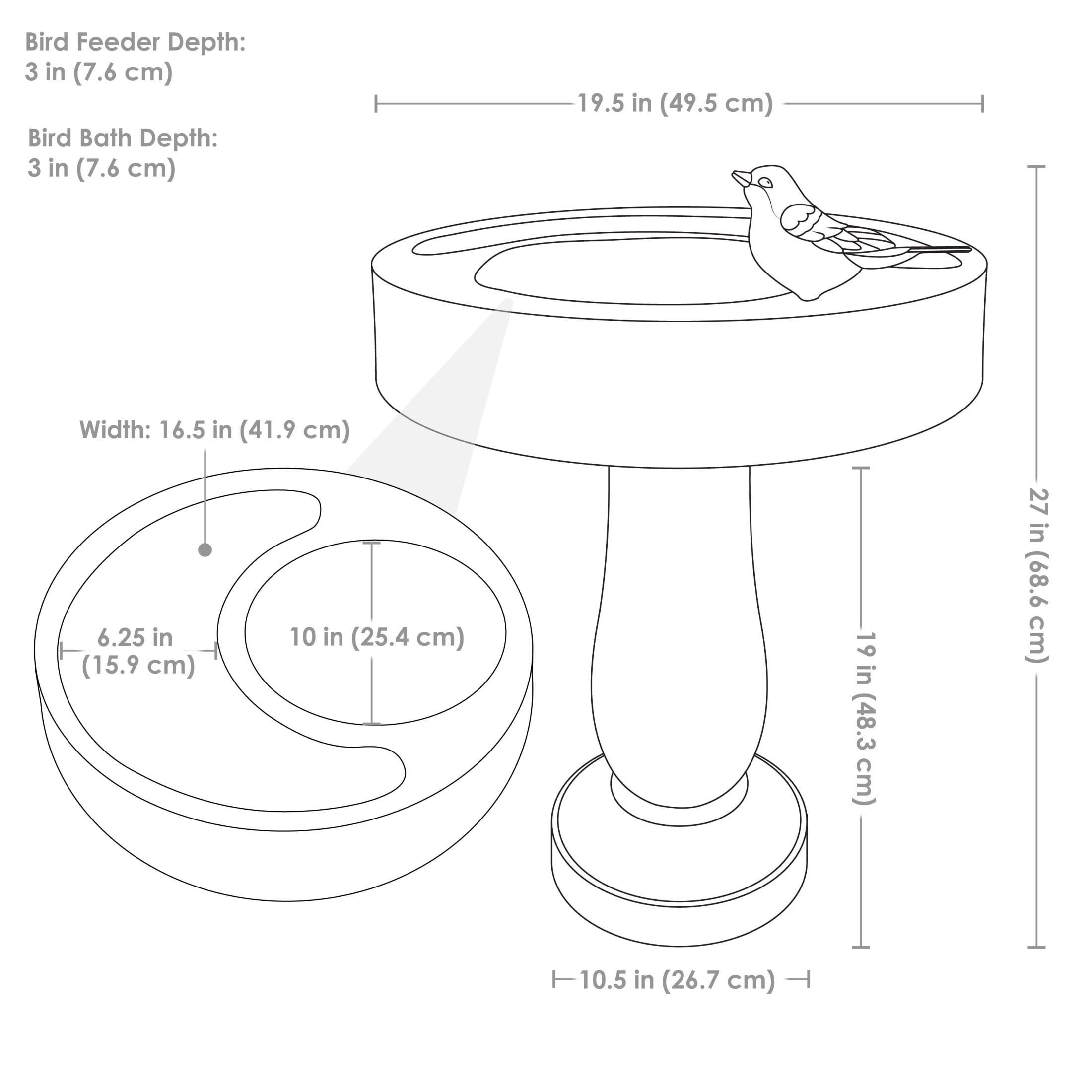 Sunnydaze Traditional Freestanding Polyresin Outdoor Bird Bath with Feeder Compartment