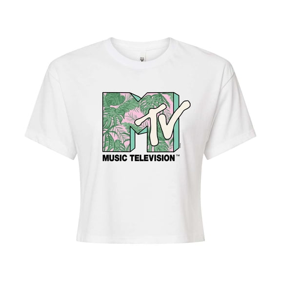 Mtv - Leaves - Juniors Cropped Graphic T-Shirt