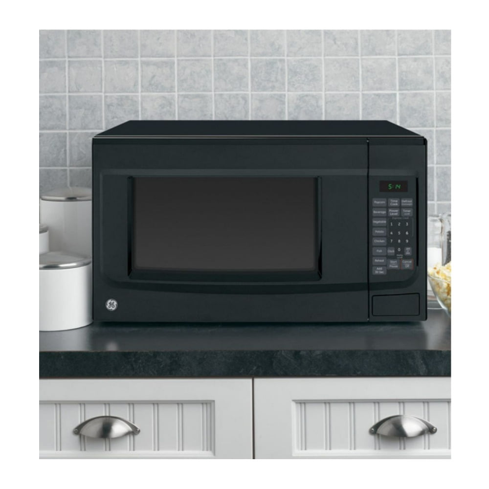 GE GCST14S1WBB 1.4 Cu. Ft. Countertop Microwave Oven with Weight and Time Defrost, Two-Step Child Lock, and Instant-On Controls (Black on Black)