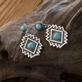 thumbnail image 2 of Nvzi Pendientes colgantes de estilo retro, nuevos y únicos, joyería étnica bohemia vintage (azul), 2 of 5